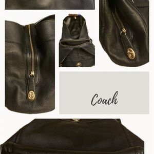 Large black genuine leather Coach Bag.
